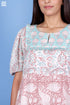 Mulmul Cotton Prairie Dress In Blue Floral Block Print
